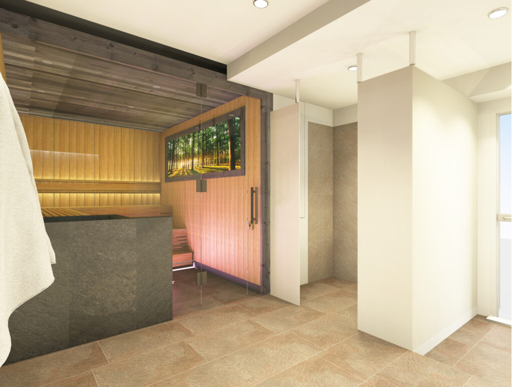 Exklusiver Wellnessbereich mit moderner Glas-Sauna im Landhotel Waldeck
